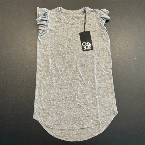 NWT Chaser Girls Ruffle Sleeve Tunic Tee/Tank, Light Gray, Girls Size 6 - Picture 1 of 5